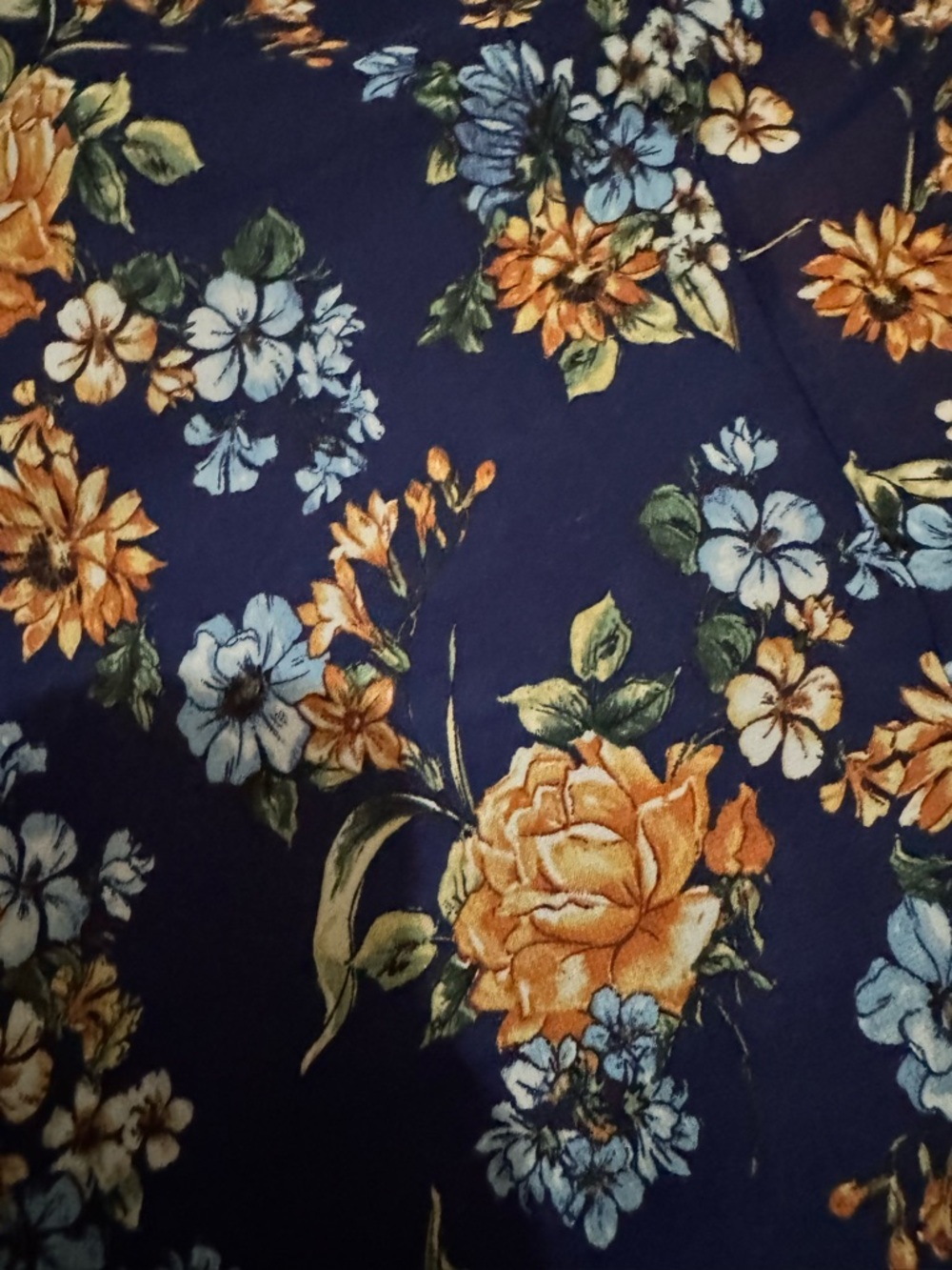 Robert Louis Navy Floral Midi Dress with Yellow & Light Blue Blooms - Picture 8 of 11